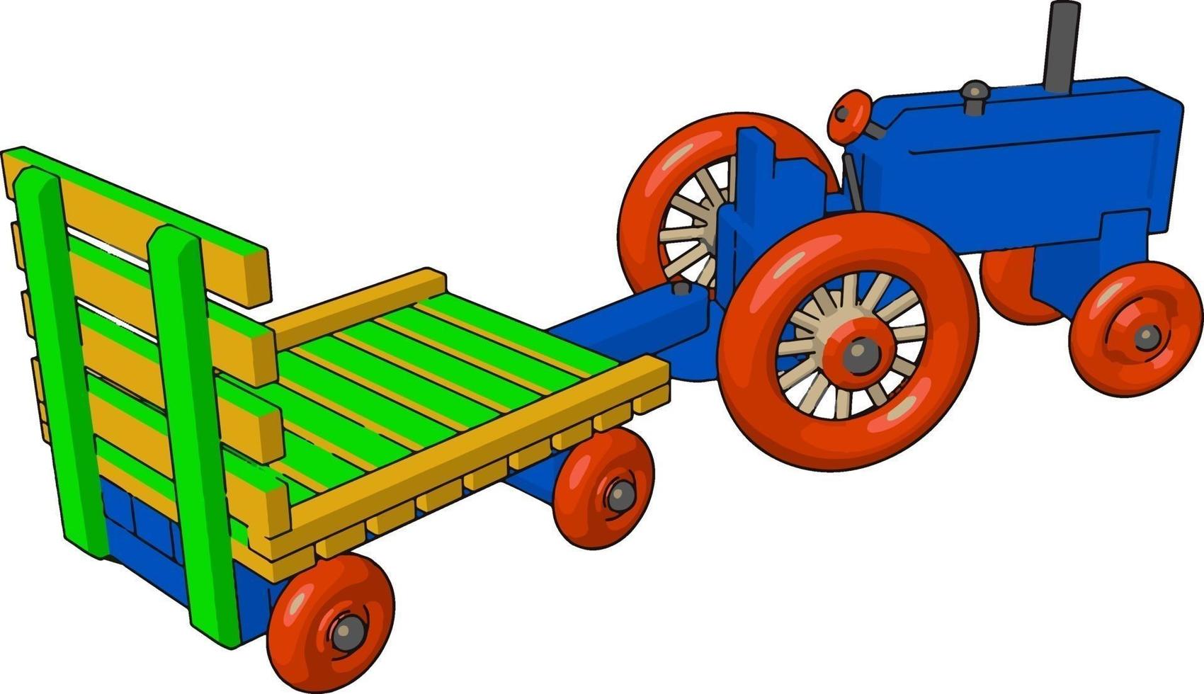 blå små traktor, illustration, vektor på vit bakgrund.