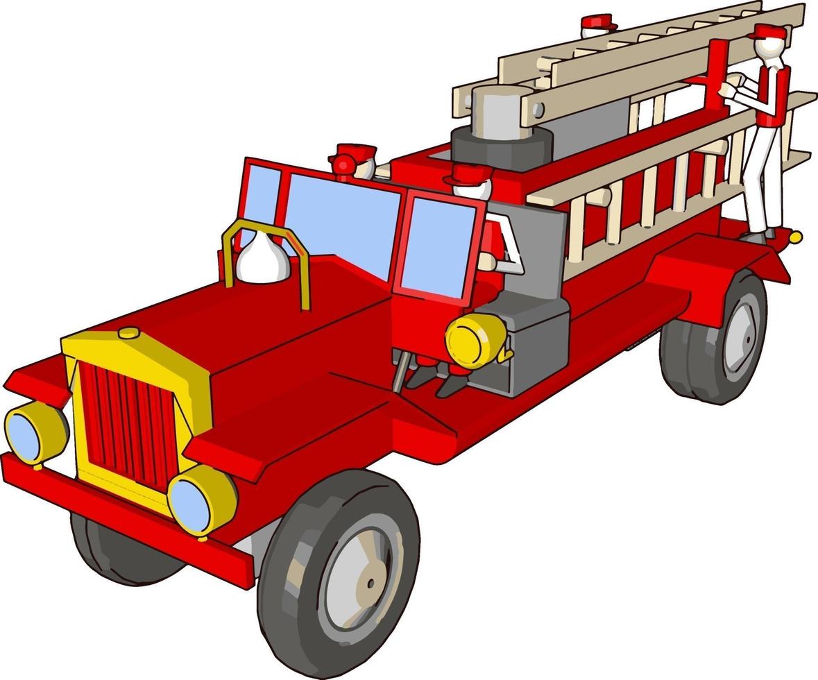 röd brandbilar, illustration, vektor på vit bakgrund.