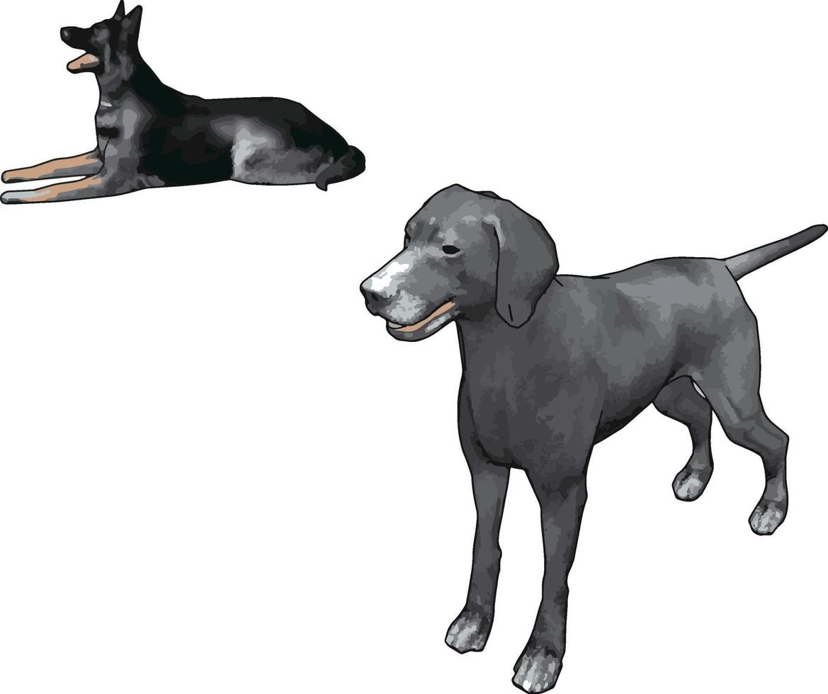 Grauer Weimaraner, Illustration, Vektor auf weißem Hintergrund.