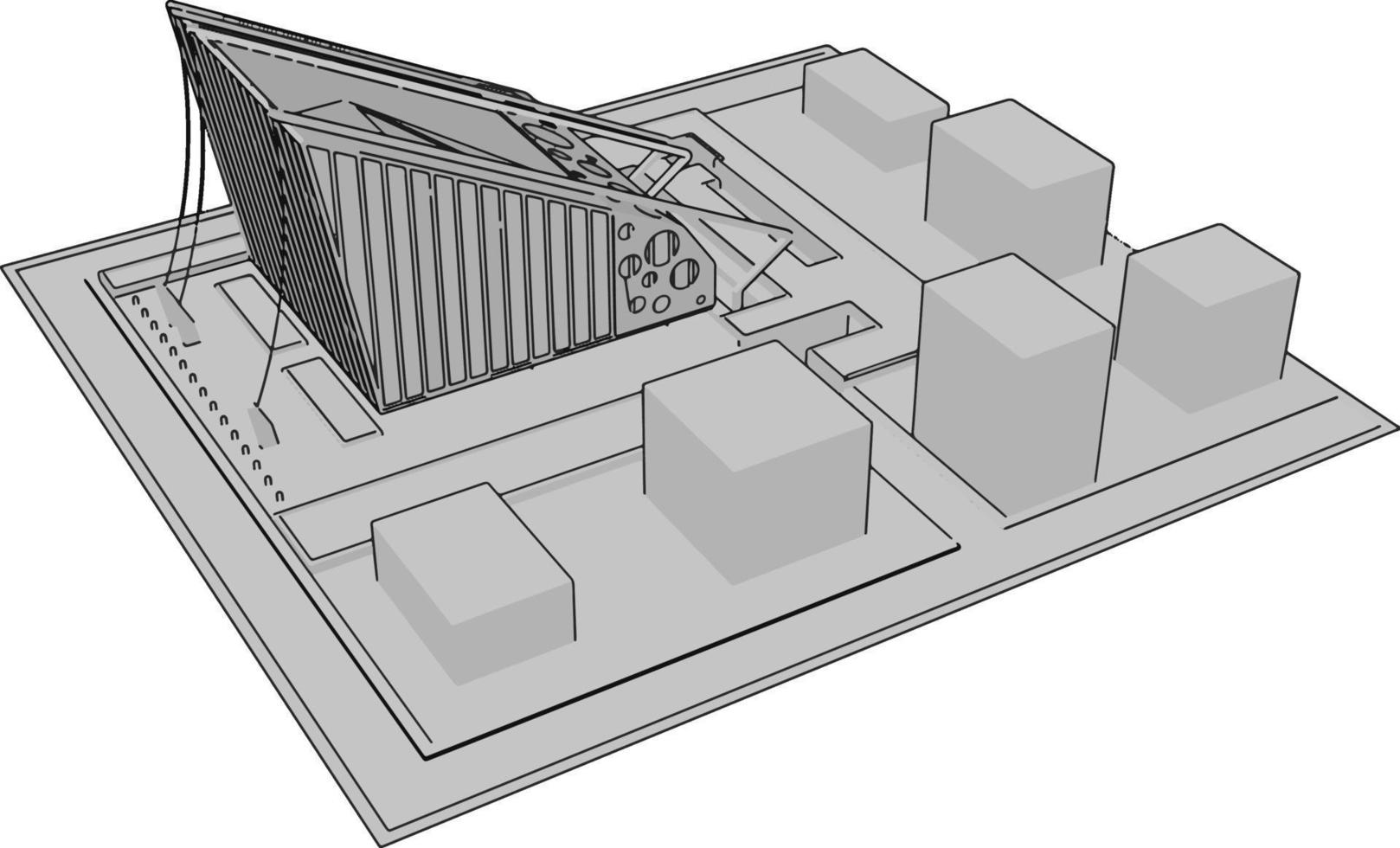 modell av tak av de byggnad, illustration, vektor på vit bakgrund.