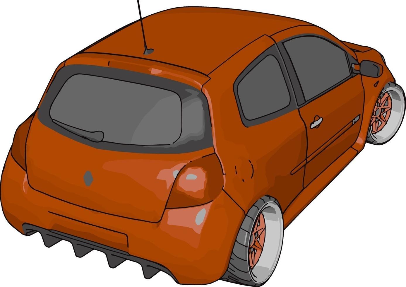 roter renault clio, illustration, vektor auf weißem hintergrund.