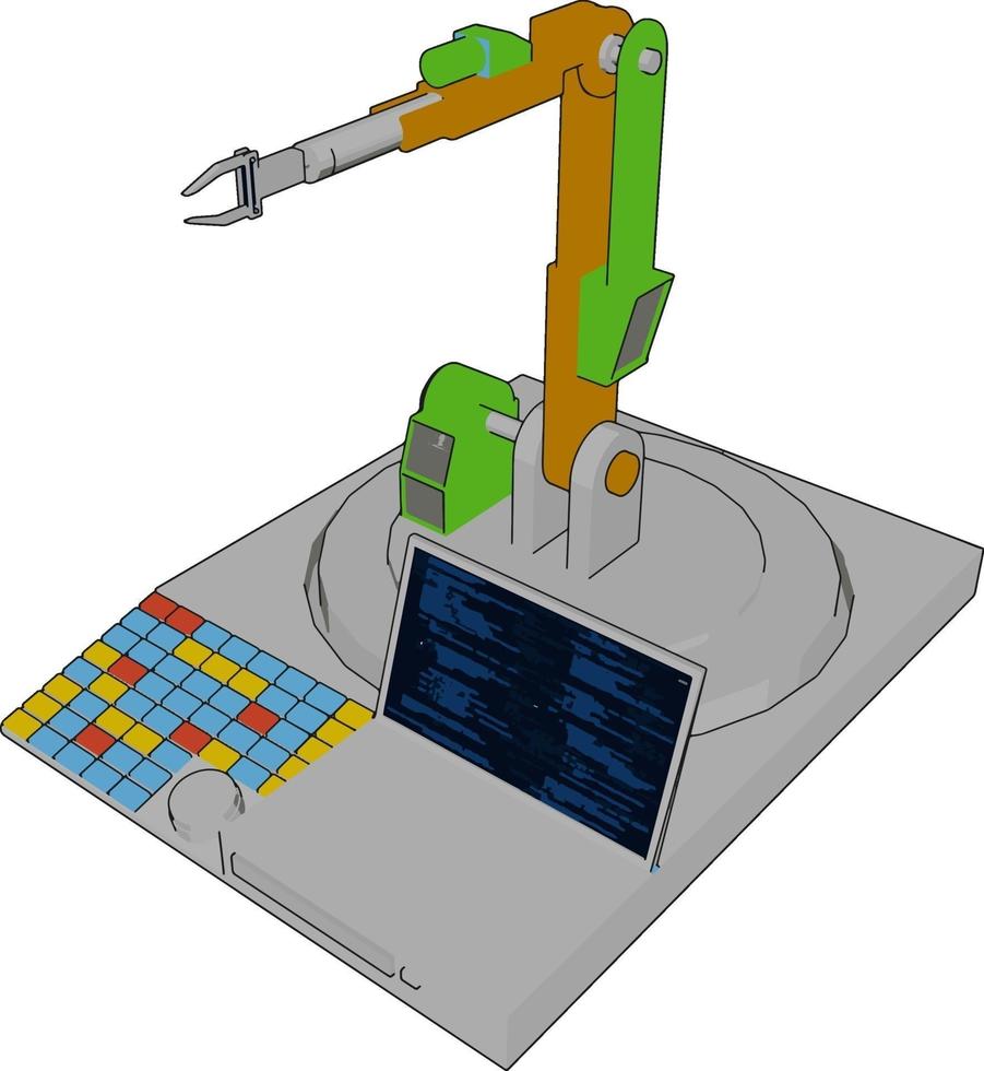 grüne Robotermaschine, Illustration, Vektor auf weißem Hintergrund.