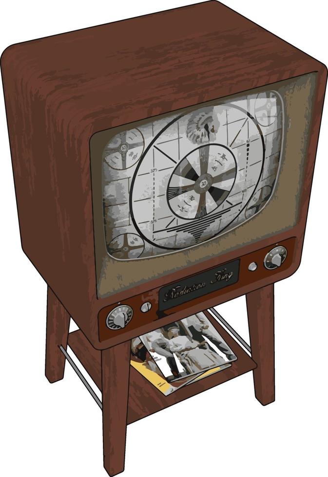 alter Retro-Fernseher, Illustration, Vektor auf weißem Hintergrund.
