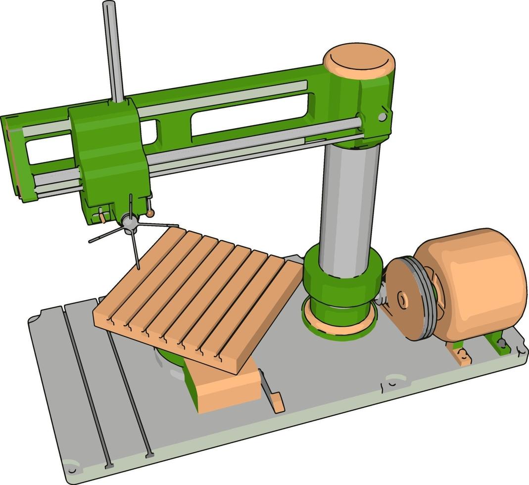 Fabrik-Werkzeugmaschine, Illustration, Vektor auf weißem Hintergrund.