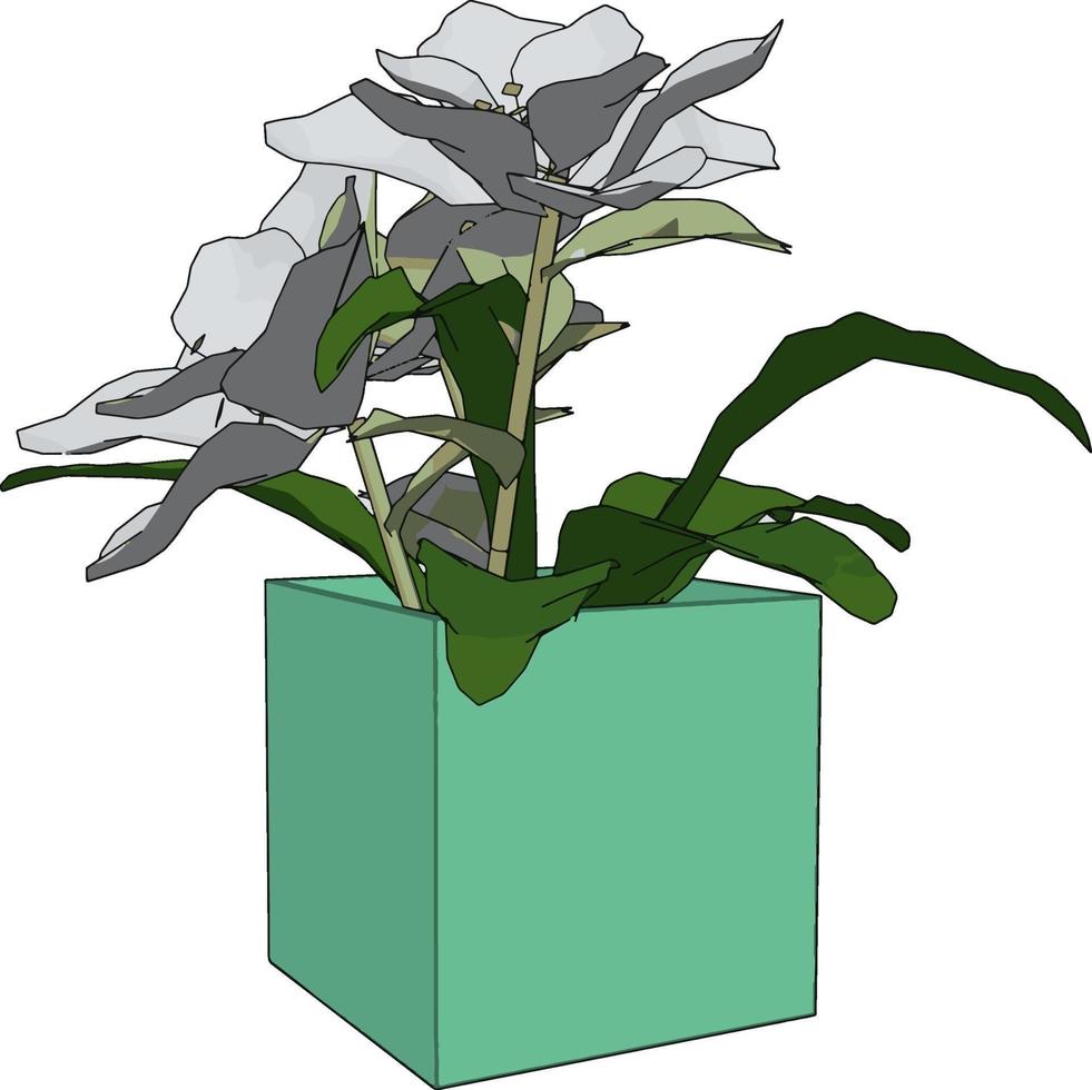 Blumen in einem Topf, Illustration, Vektor auf weißem Hintergrund.