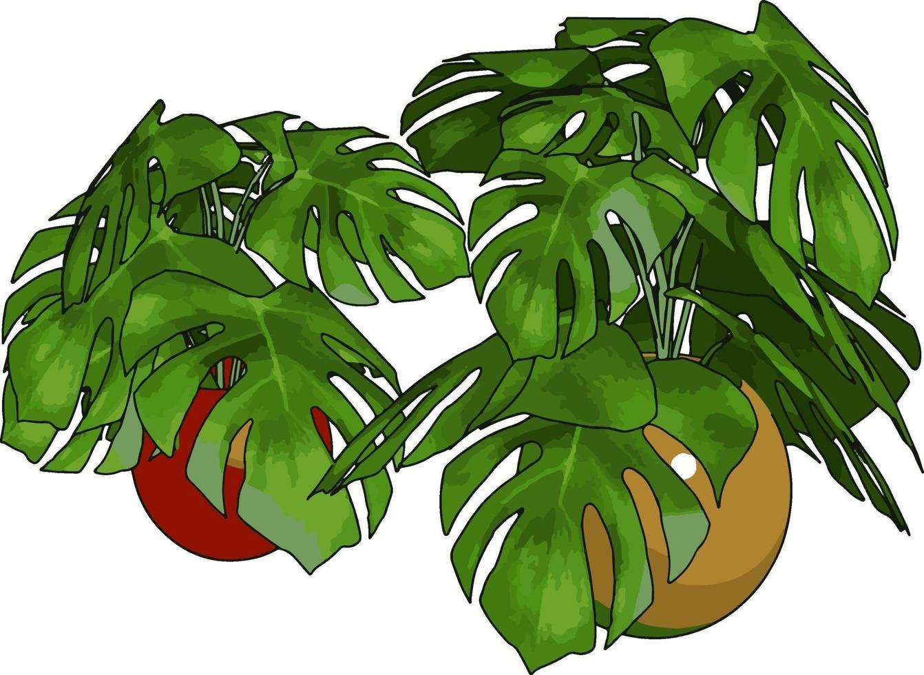 grüne Pflanzen im Topf, Illustration, Vektor auf weißem Hintergrund.