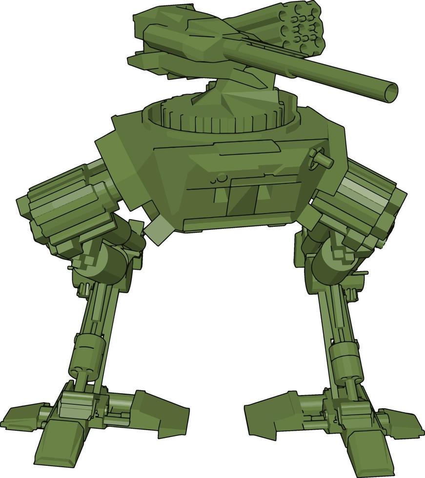 grüner Kriegsroboter, Illustration, Vektor auf weißem Hintergrund.