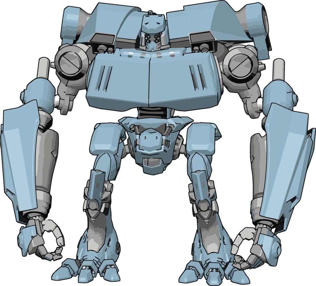 Blauer großer Roboter, Illustration, Vektor auf weißem Hintergrund.