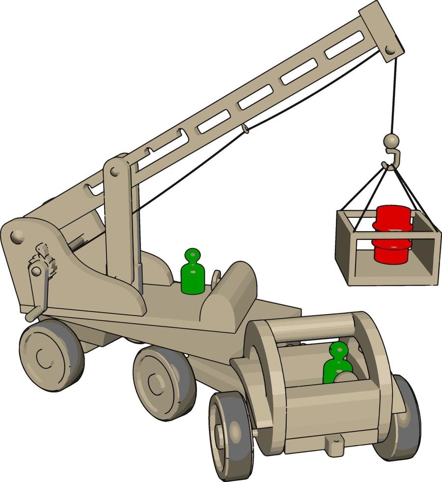 vit konstruktion fordon leksak, illustration, vektor på vit bakgrund.