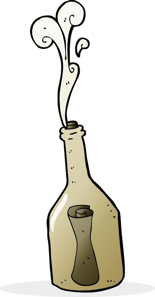 Cartoon-Brief in einer Flasche vektor