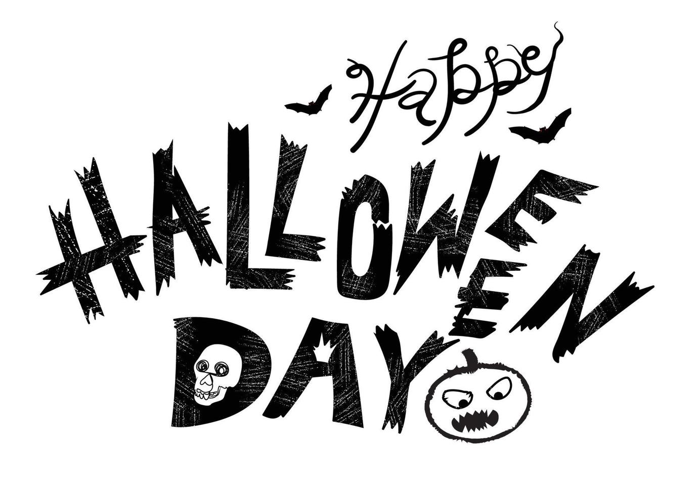 Lycklig halloween text, handskriven halloween typografi. vektor