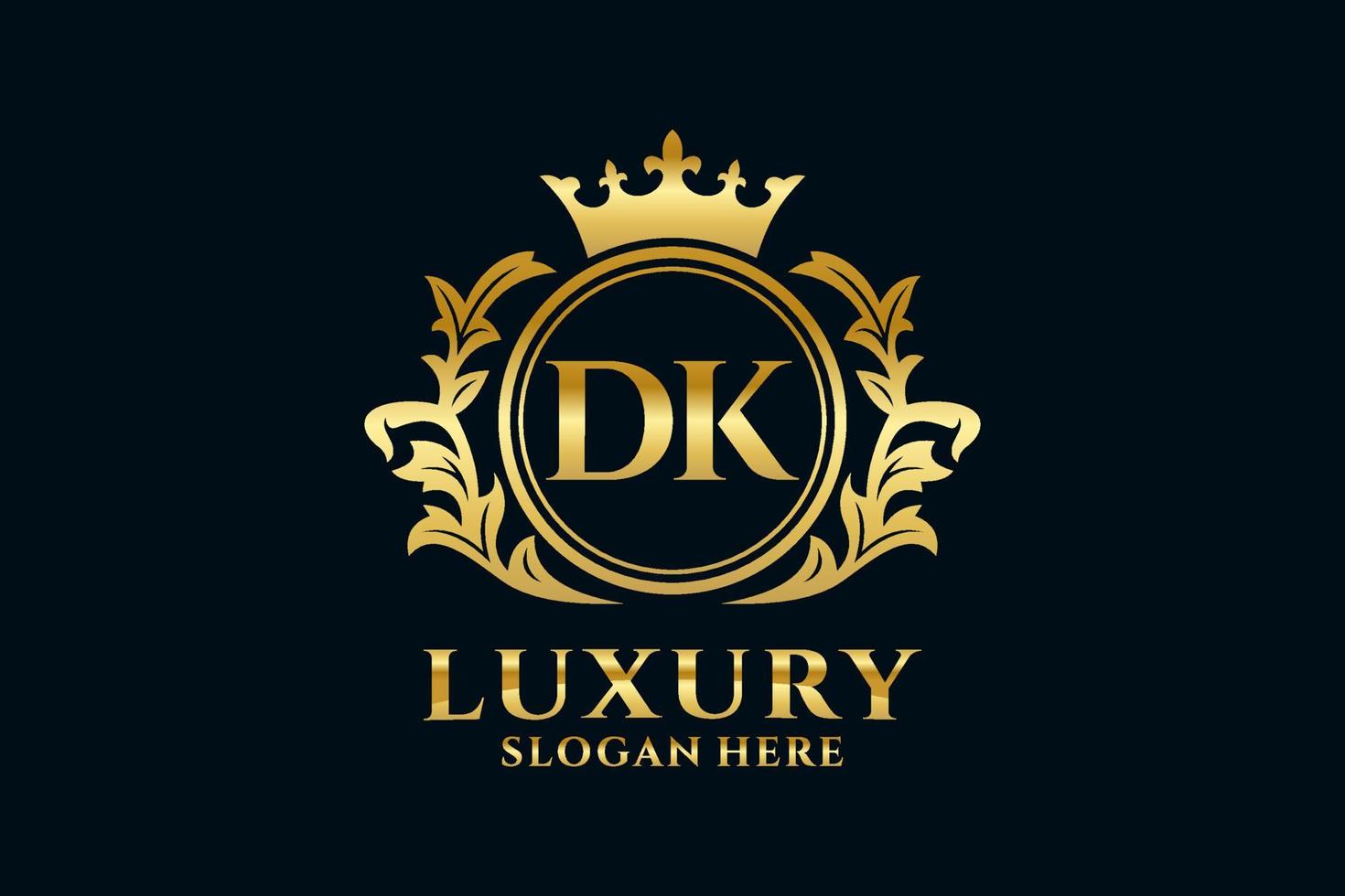 anfängliche dk-Buchstabe königliche Luxus-Logo-Vorlage in Vektorgrafiken für luxuriöse Branding-Projekte und andere Vektorillustrationen. vektor