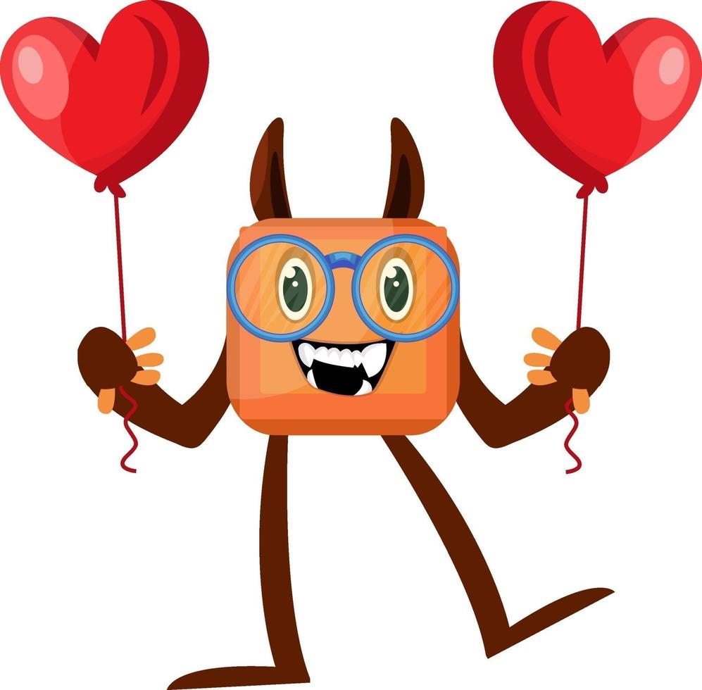 Monster mit Ballon, Illustration, Vektor auf weißem Hintergrund.