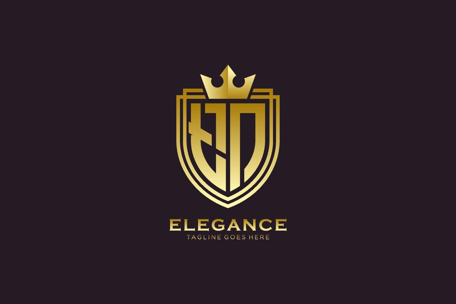 första tn elegant lyx monogram logotyp eller bricka mall med rullar och kunglig krona - perfekt för lyxig branding projekt vektor