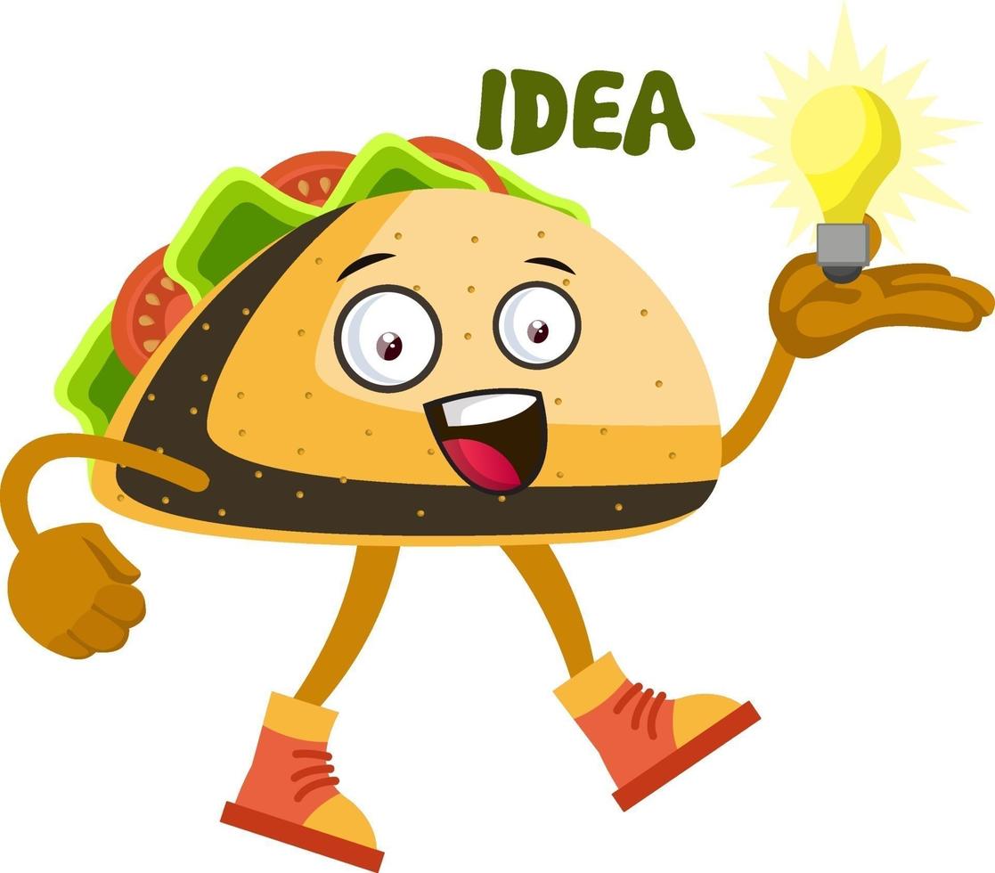 Taco mit Idee, Illustration, Vektor auf weißem Hintergrund.