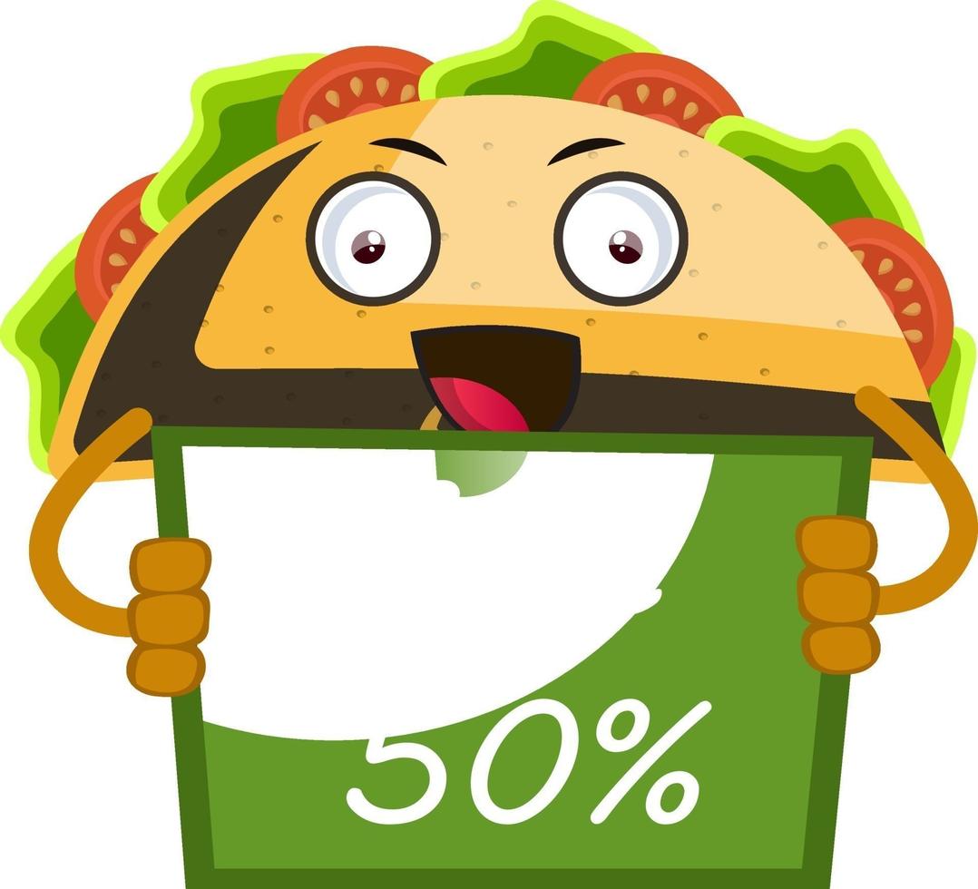 taco är på försäljning, illustration, vektor på vit bakgrund.