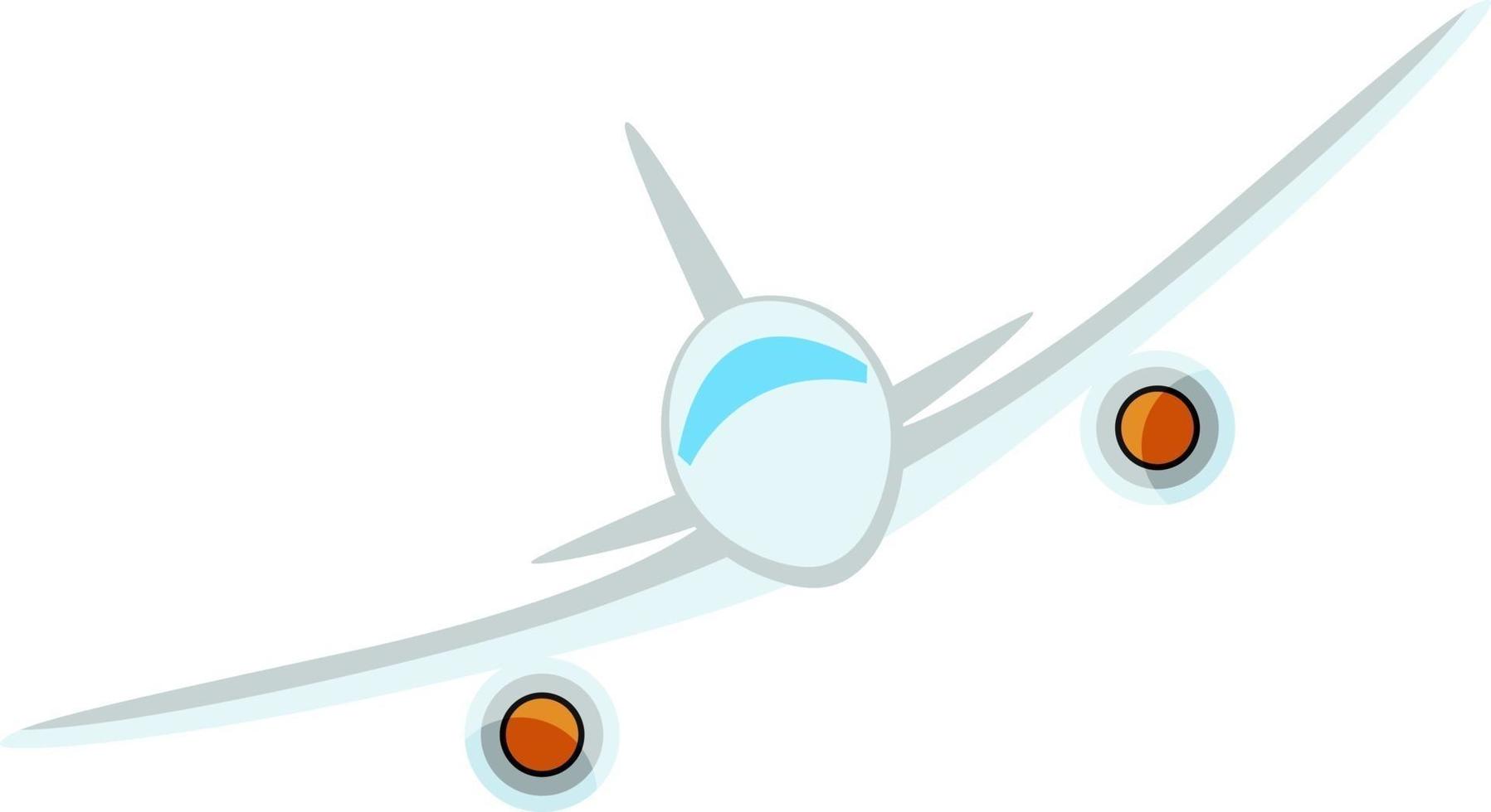 weißes fliegendes Flugzeug, Illustration, Vektor auf weißem Hintergrund