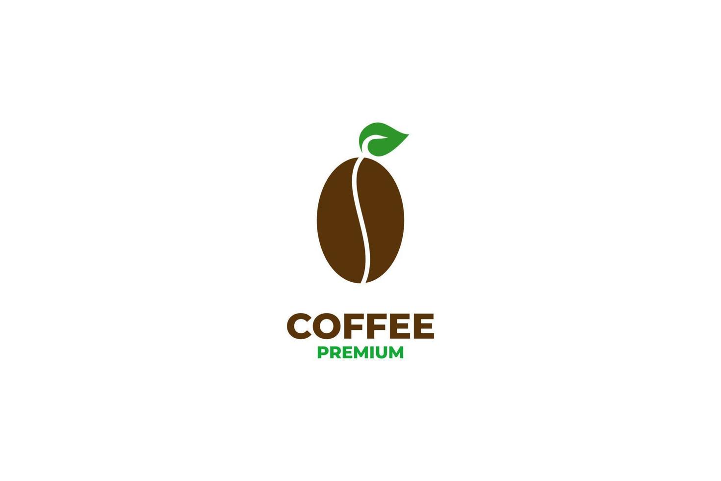 kaffe böna med blad logotyp design vektor illustration aning