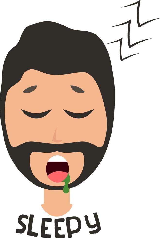 schläfriger Mann Emoji, Illustration, Vektor auf weißem Hintergrund