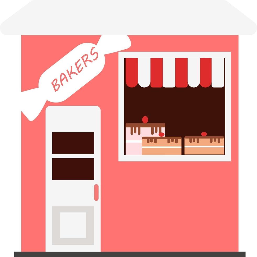 kleine Bäckerei, Illustration, Vektor auf weißem Hintergrund.