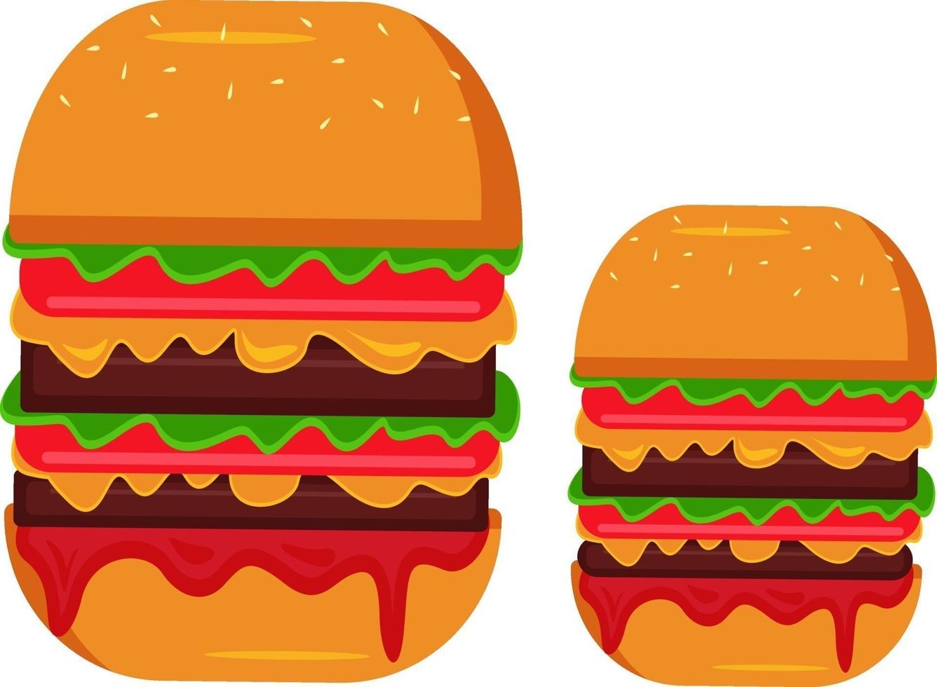 två hamburgare, illustration, vektor på en vit bakgrund.