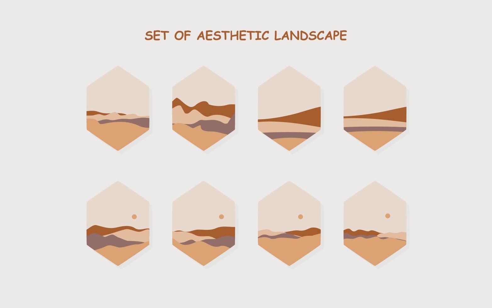 satz ästhetischer landschaft. abstrakte Boho-Landschaft vektor