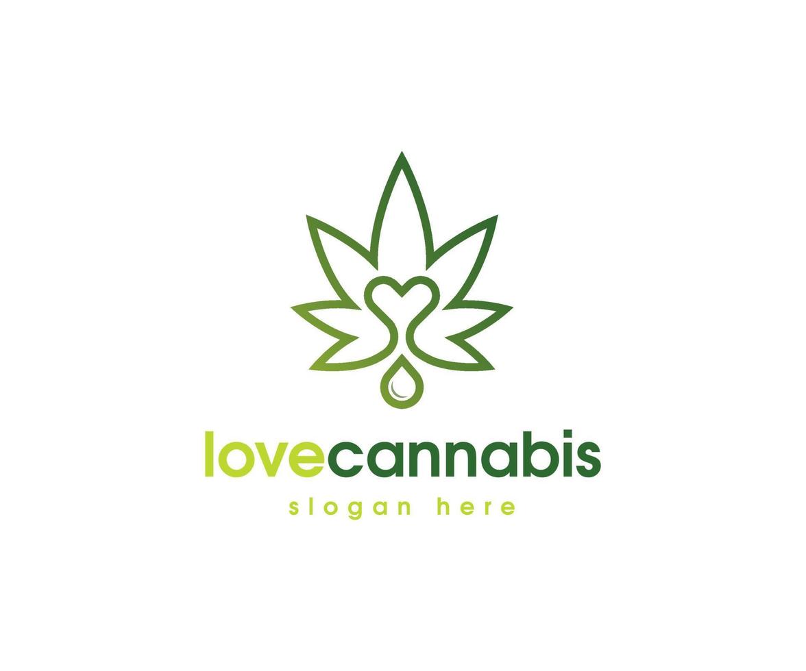 Liebes-Cannabisblatt-Logo vektor