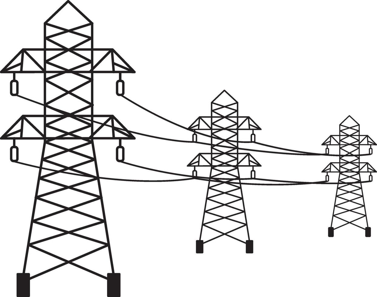 elektricitet stolpar, illustration, vektor på en vit bakgrund.