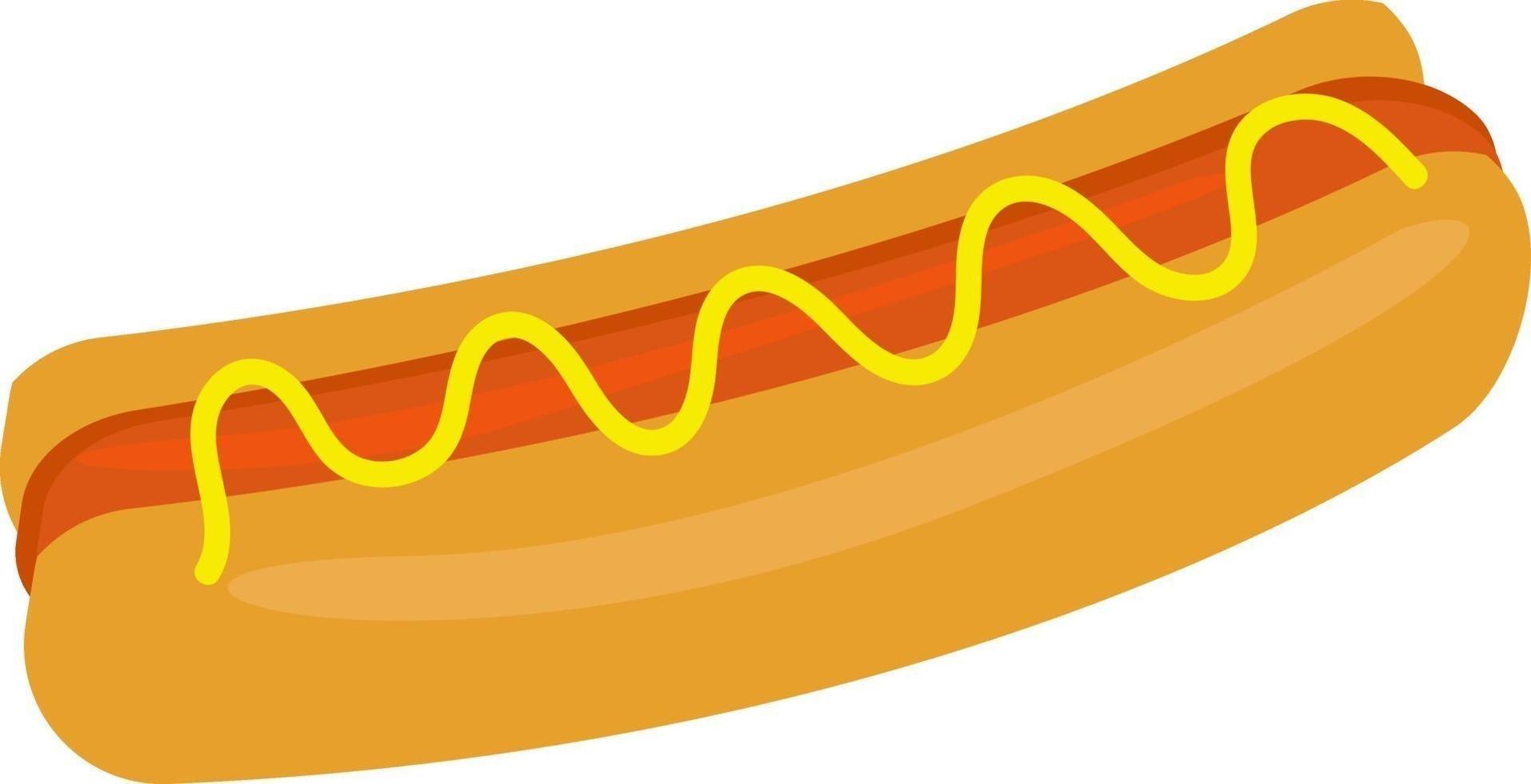 Hot Dog, Illustration, Vektor auf weißem Hintergrund.