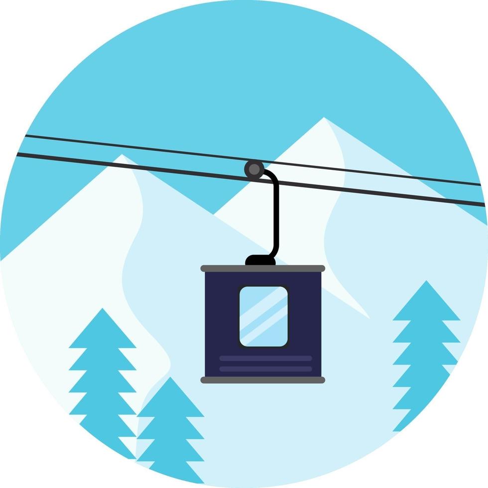 Seilbahn, Illustration, Vektor auf weißem Hintergrund.