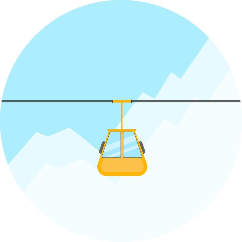 lange Seilbahn, Illustration, Vektor auf weißem Hintergrund.