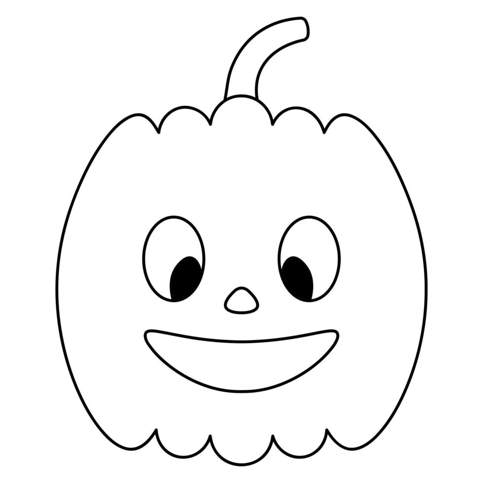 Kürbis. lächelnder Gesichtsausdruck. skizzieren. Halloween-Symbol. schöne Grimasse. Jack-Laterne. Doodle-Stil. Allerheiligen. vektor