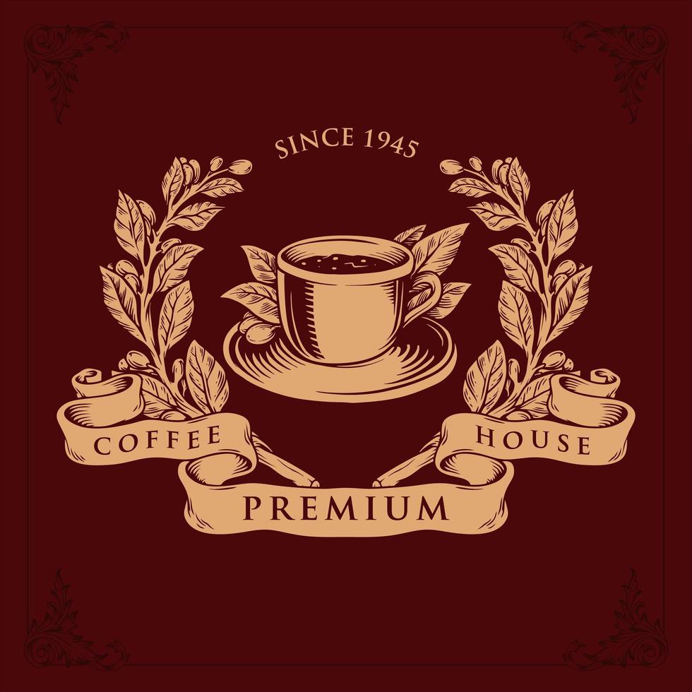 Logo Coffee Shop Premium Vektor Abzeichen Illustrationen