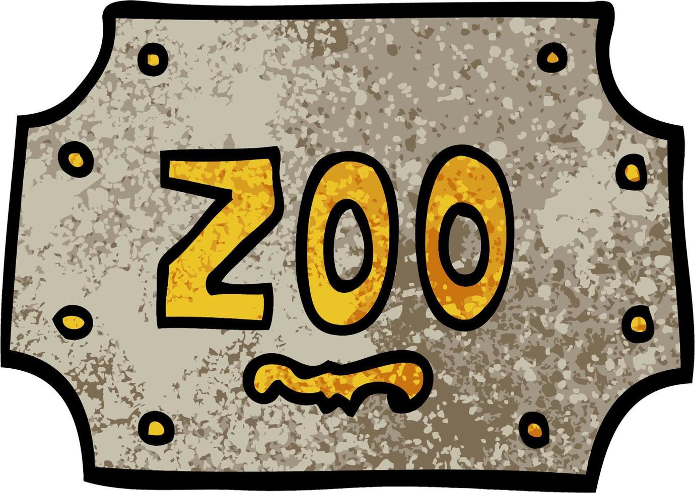 Grunge strukturierte Abbildung Cartoon-Zoo-Schild vektor