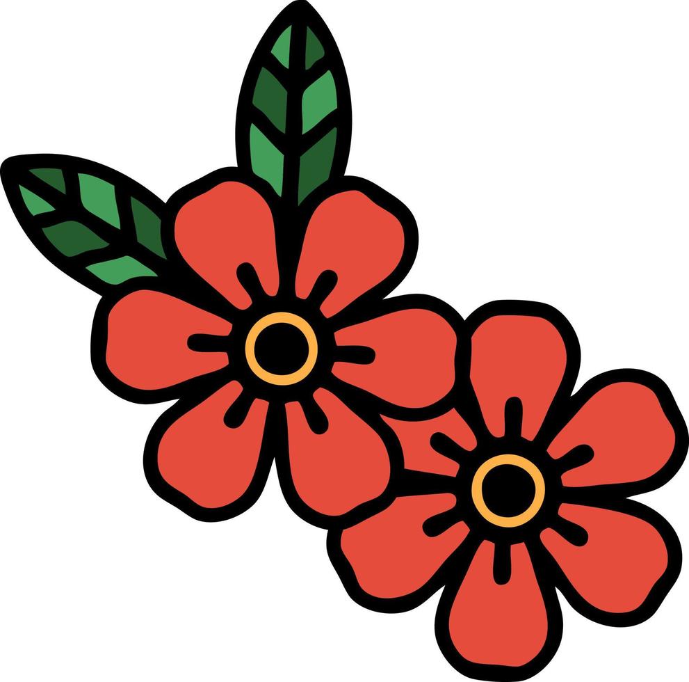 traditionell tatuering av blommor vektor