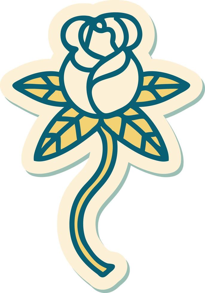 klistermärke av tatuering i traditionell stil av en blomma vektor