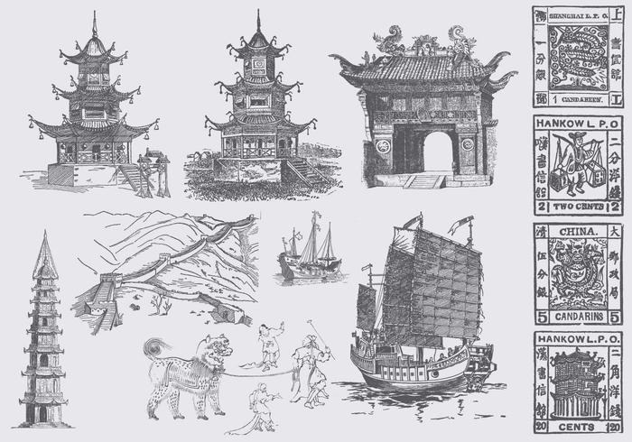 Kinesiska kulturritningar vektor