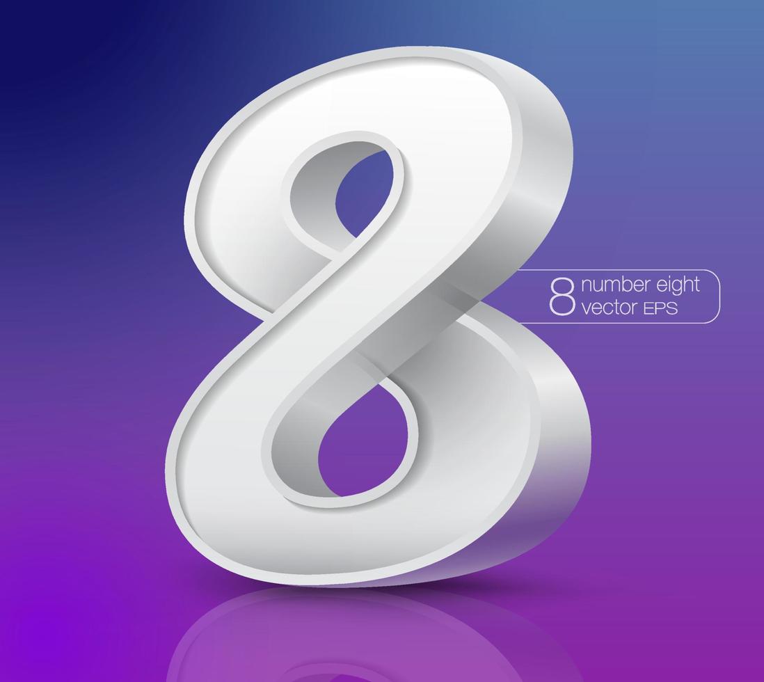 8 Nummer acht. dreidimensionales Vektordesign. für Elemente, Business, Logos, Corporate Identity, Anwendungen, Gaming, Web und Digital. vektor