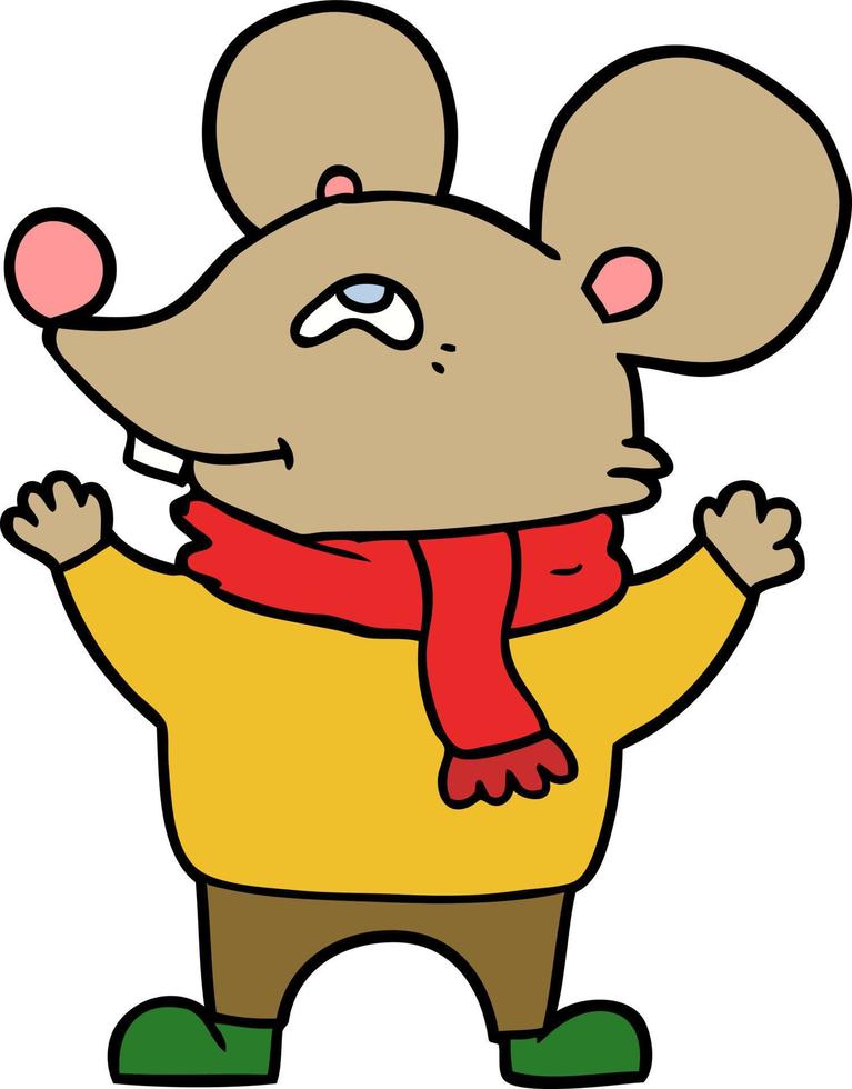 tecknad serie mus bär scarf vektor
