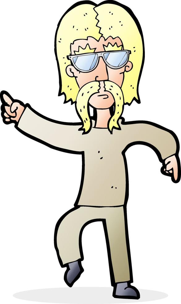Cartoon-Hippie-Mann mit Brille vektor