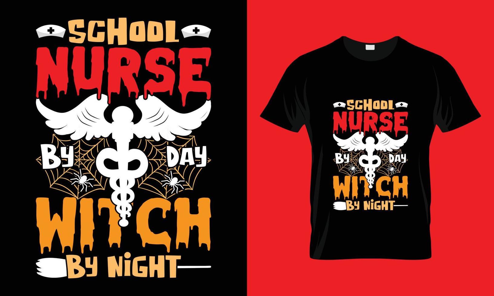 Krankenschwester bei Tag Hexe bei Nacht T-Shirt-Design vektor