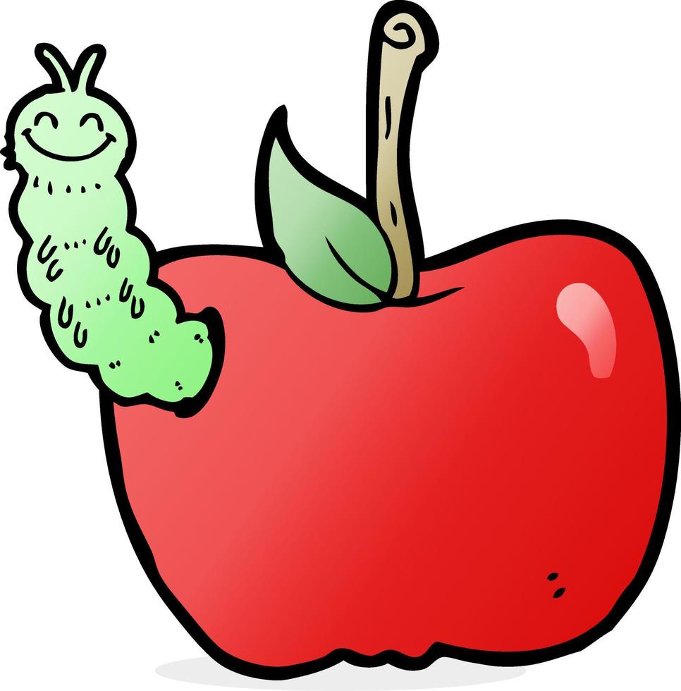 tecknad serie äpple med insekt vektor