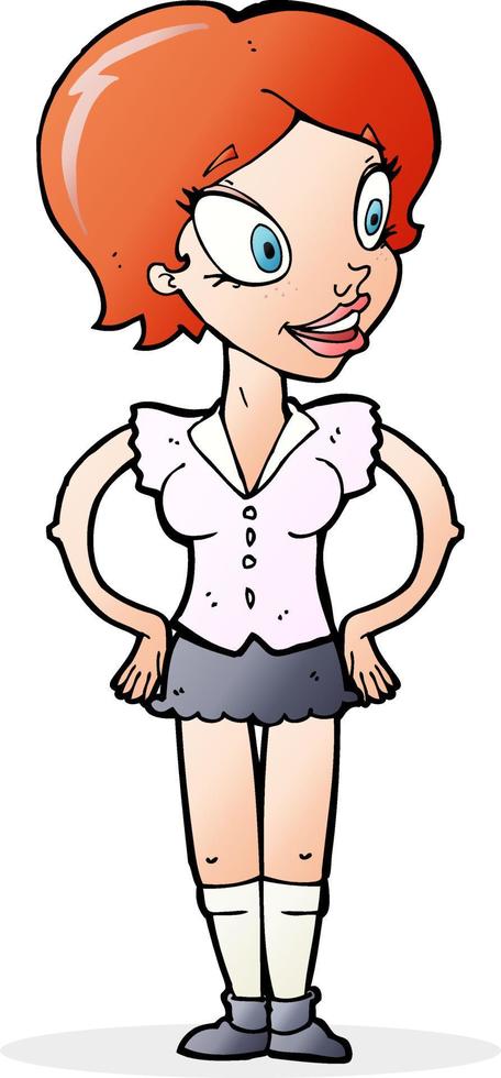 Cartoon glückliche Frau im kurzen Rock vektor