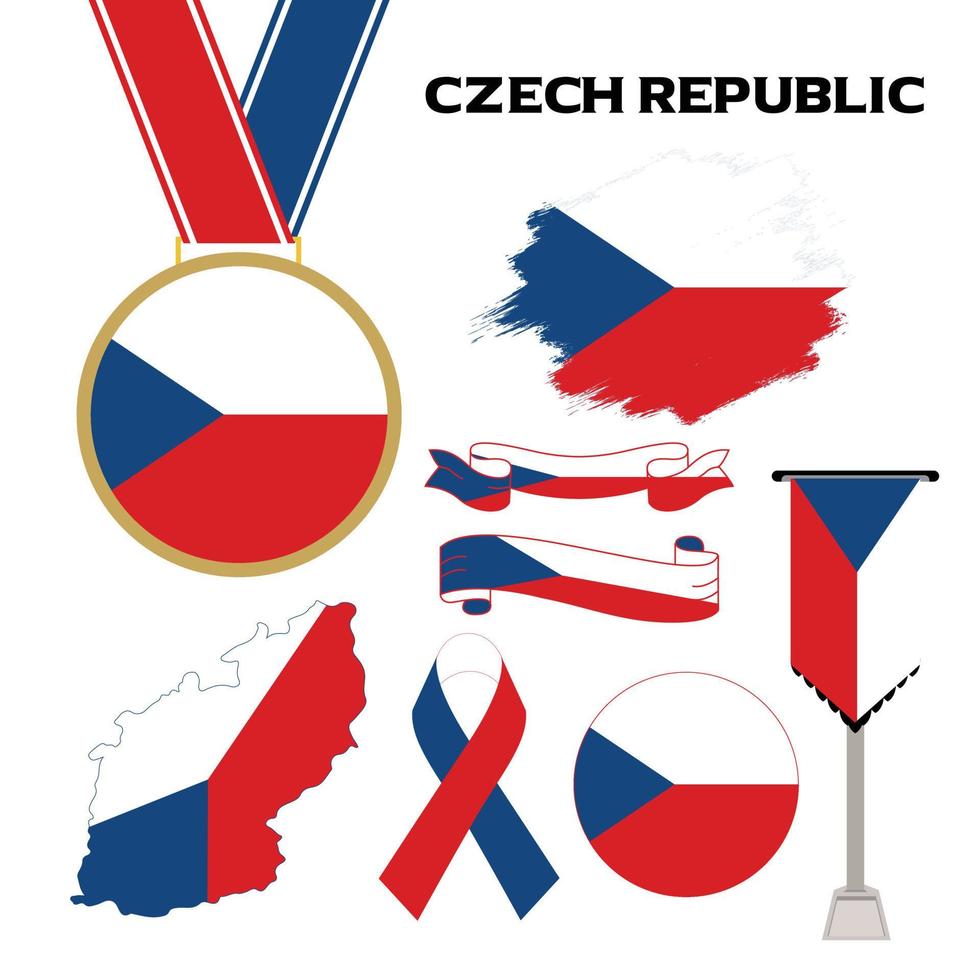 elementsammlung mit der flagge der tschechischen republik designvorlage vektor