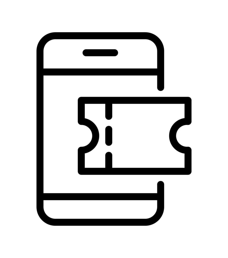 Ticket online im Smartphone-Vektorsymbol kaufen. Umriss Telefonbus Zeichen Symbol für Webdesign isoliert auf weißem Hintergrund vektor