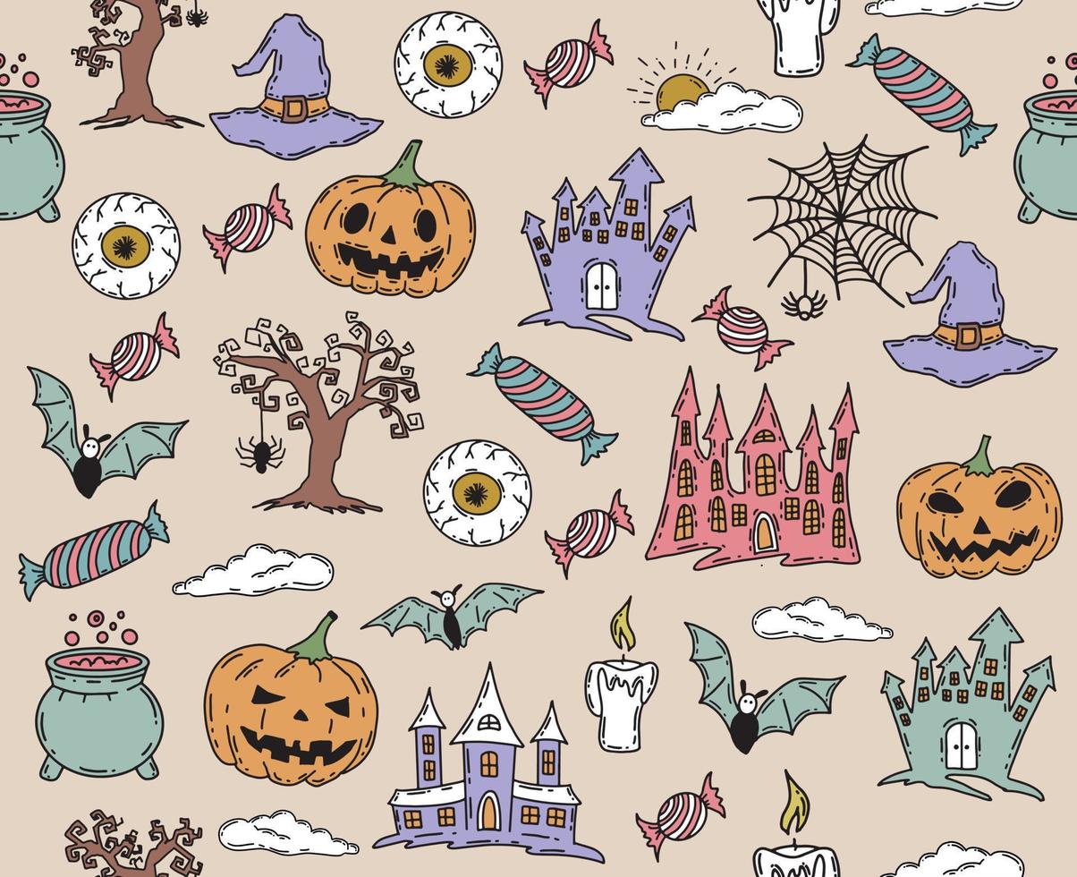 halloween-symbole handgezeichnete illustrationen vektor