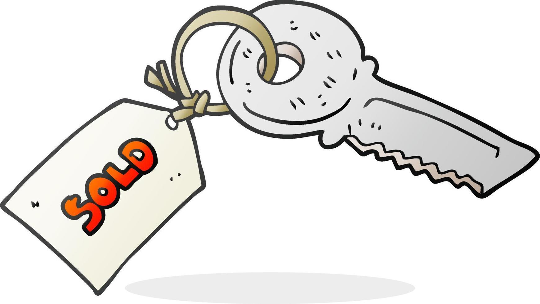 Cartoon-Schlüssel mit verkauftem Tag vektor