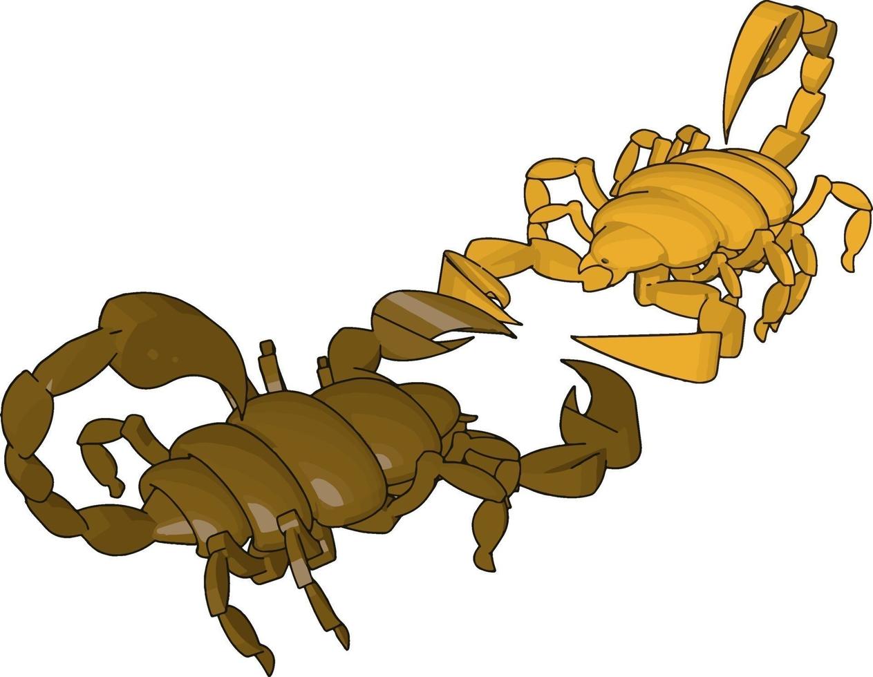 läge av en 3d skorpion, illustration, vektor på vit bakgrund.