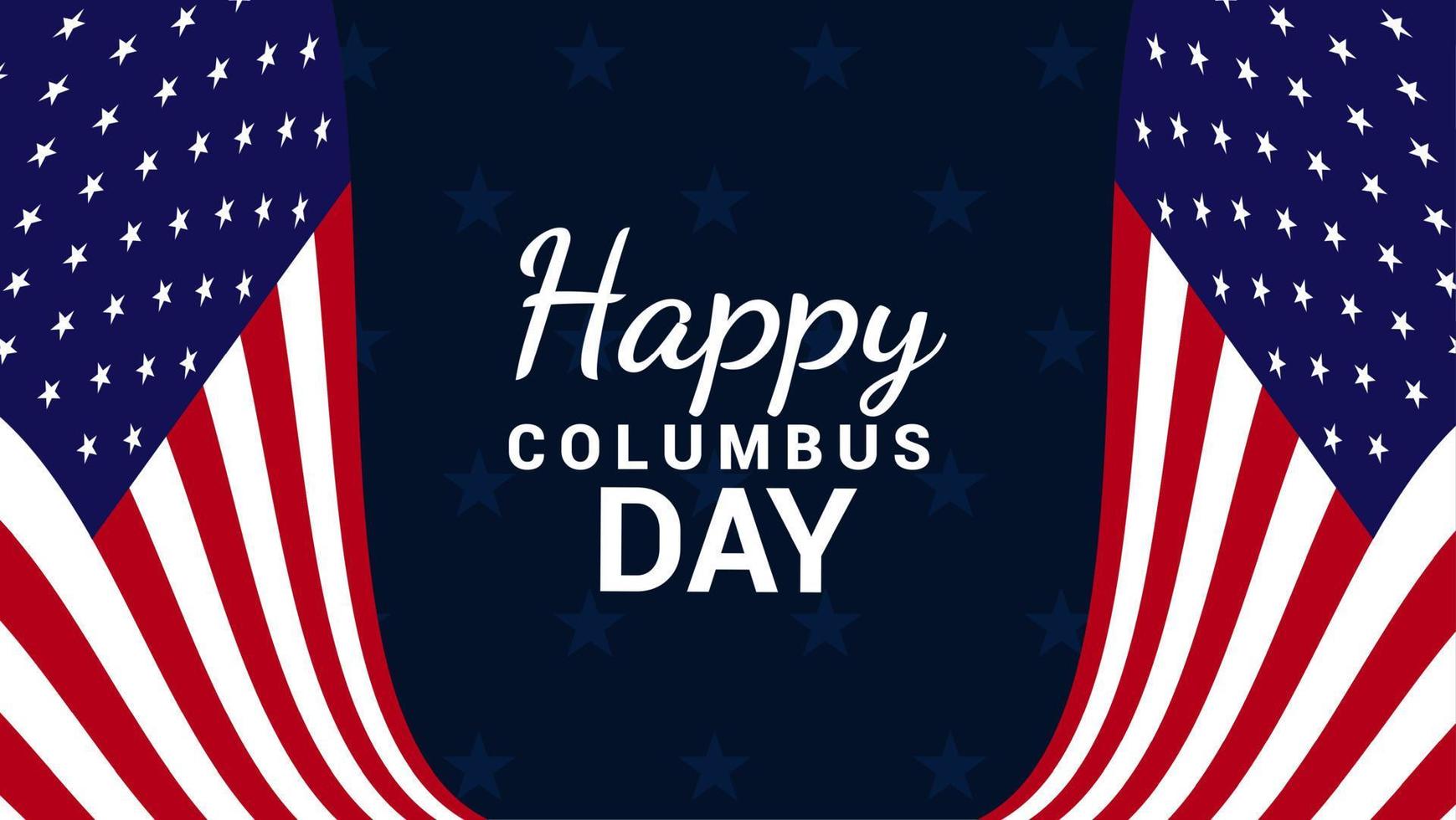 Lycklig columbus dag hälsning kort med amerikan flagga och fartyg mall design bakgrund vektor
