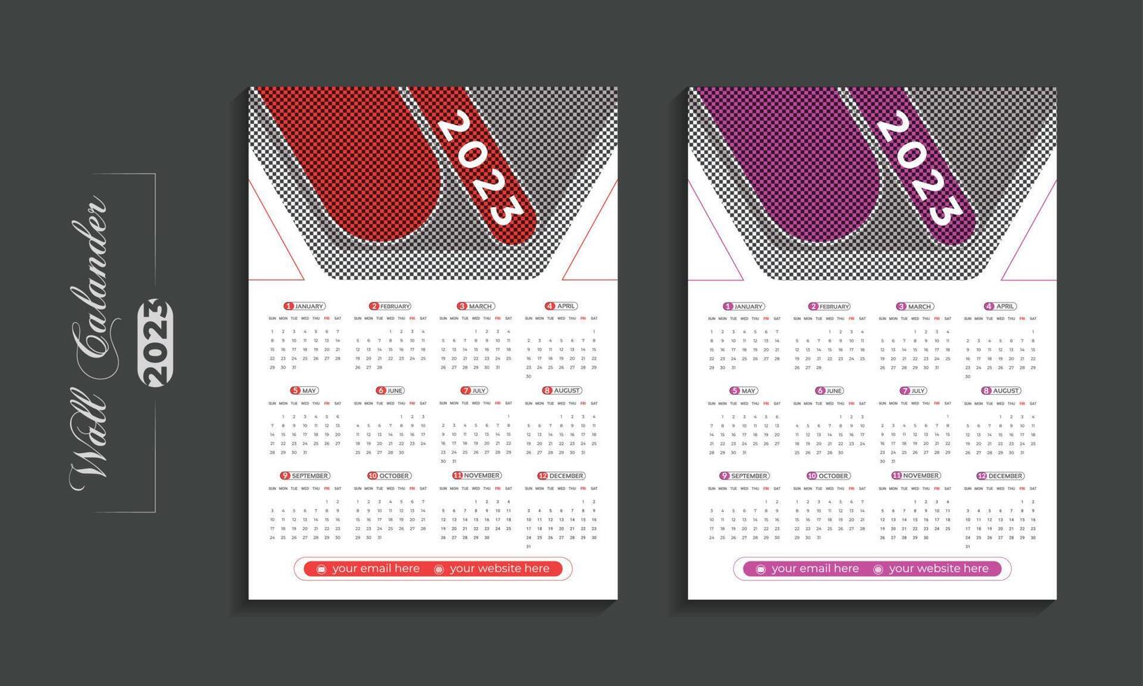 2023 modern vägg kalender design mall för de ny år vektor